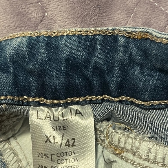 Laulia Denim Makers Distressed Button Down Jeans Sz XL - Picture 6 of 7